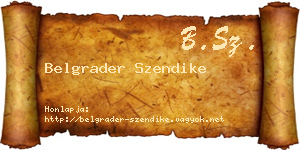 Belgrader Szendike névjegykártya